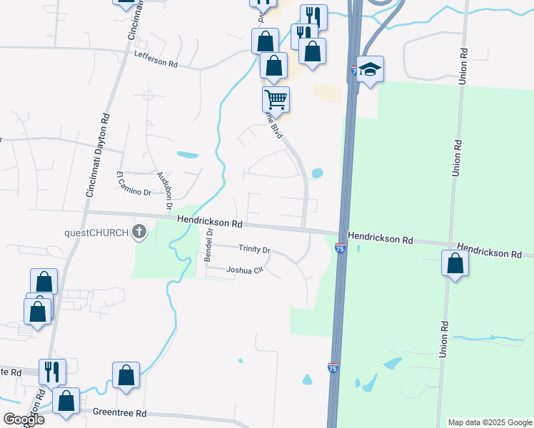 map of restaurants, bars, coffee shops, grocery stores, and more near 6560 Appleton Court in Middletown