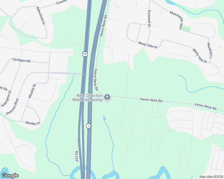 map of restaurants, bars, coffee shops, grocery stores, and more near 661 Vance Neck Road in Middletown