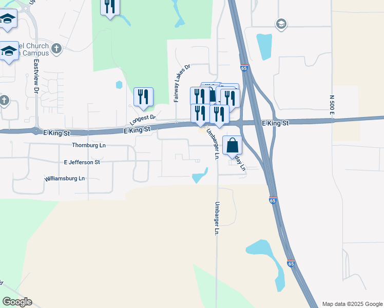 map of restaurants, bars, coffee shops, grocery stores, and more near 2011 East Benjamin Street in Franklin