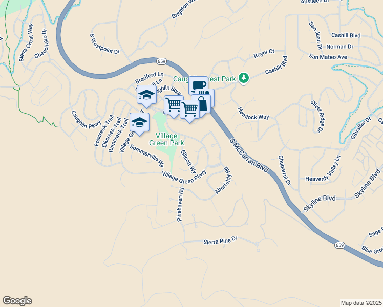 map of restaurants, bars, coffee shops, grocery stores, and more near 4431 Lynnfield Way in Reno