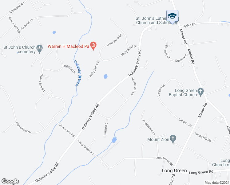 map of restaurants, bars, coffee shops, grocery stores, and more near 12919 Dulaney Valley Road in Glen Arm