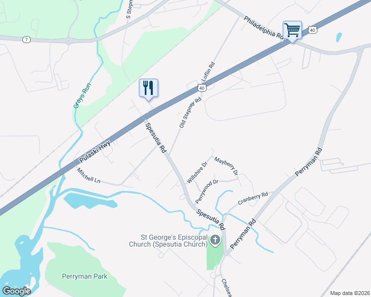 map of restaurants, bars, coffee shops, grocery stores, and more near 1439 Old Stepney Road in Aberdeen