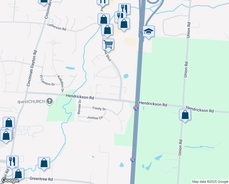 map of restaurants, bars, coffee shops, grocery stores, and more near 6490 Calloway Court in Middletown