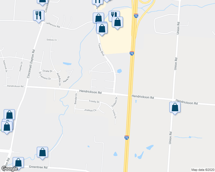 map of restaurants, bars, coffee shops, grocery stores, and more near 6500 Calloway Court in Middletown