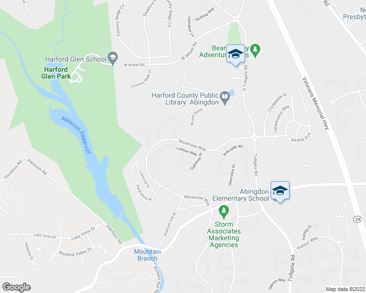 map of restaurants, bars, coffee shops, grocery stores, and more near 502 Lothian Way in Abingdon