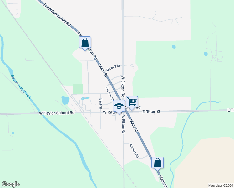 map of restaurants, bars, coffee shops, grocery stores, and more near 308 Main Street in Seven Mile