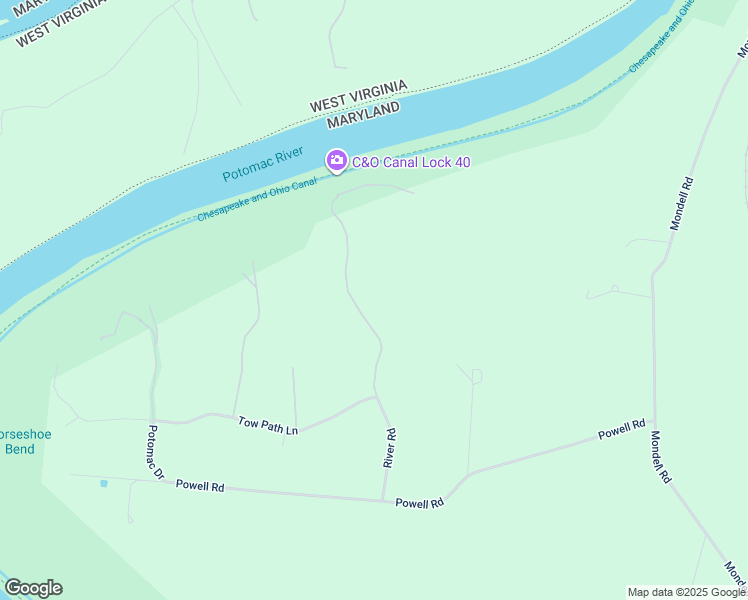 map of restaurants, bars, coffee shops, grocery stores, and more near 6103 River Road in Sharpsburg