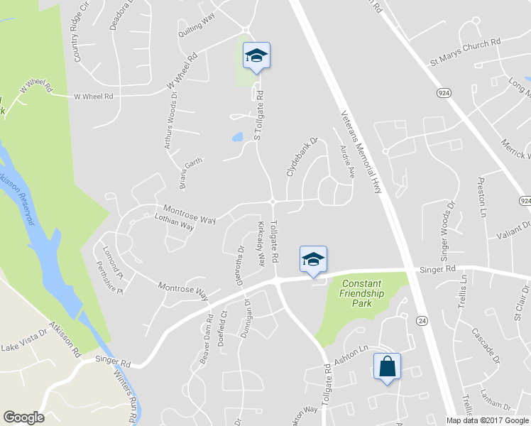 map of restaurants, bars, coffee shops, grocery stores, and more near 627 Kirkcaldy Way in Abingdon