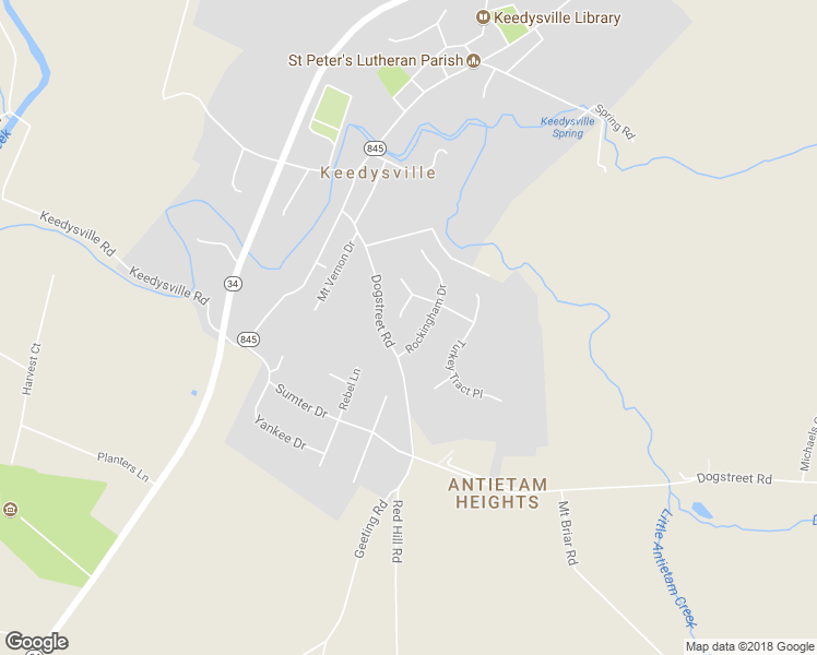 map of restaurants, bars, coffee shops, grocery stores, and more near 41 Village View Court in Keedysville