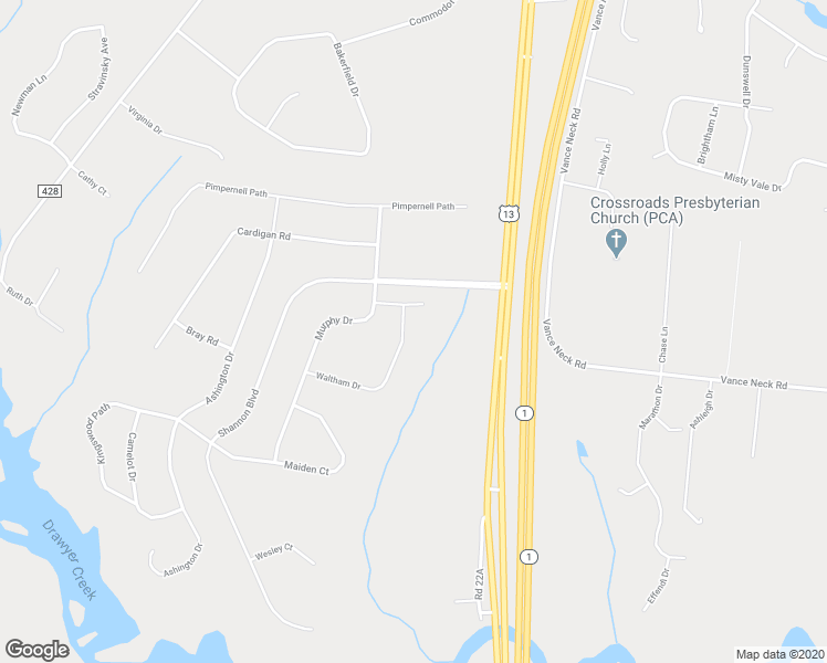 map of restaurants, bars, coffee shops, grocery stores, and more near 424 Waltham Drive in Middletown