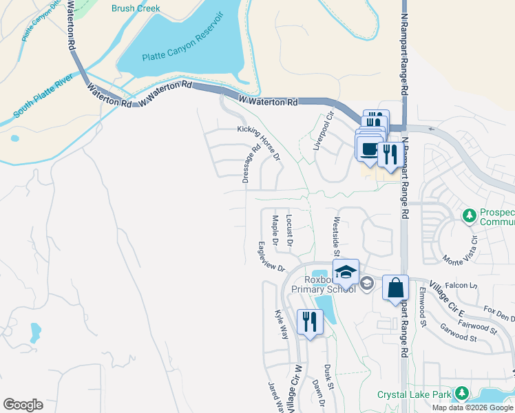 map of restaurants, bars, coffee shops, grocery stores, and more near 8205 Eagleview Drive in Littleton