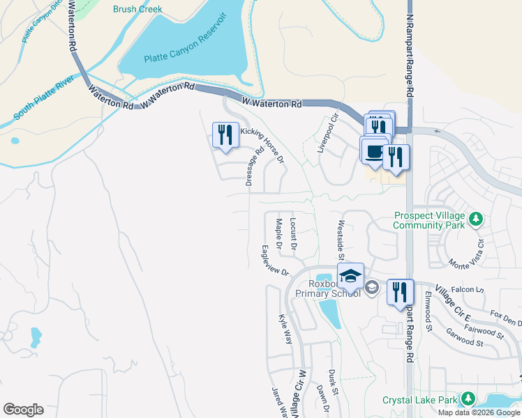 map of restaurants, bars, coffee shops, grocery stores, and more near 8205 Eagleview Drive in Littleton