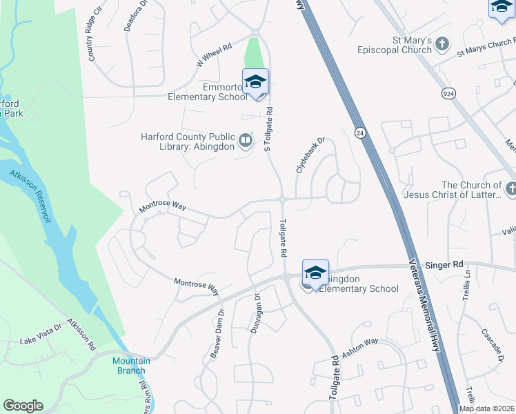 map of restaurants, bars, coffee shops, grocery stores, and more near 601 Kirkcaldy Way in Abingdon