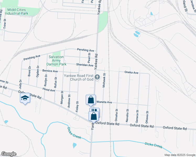 map of restaurants, bars, coffee shops, grocery stores, and more near 3029 Yankee Road in Middletown
