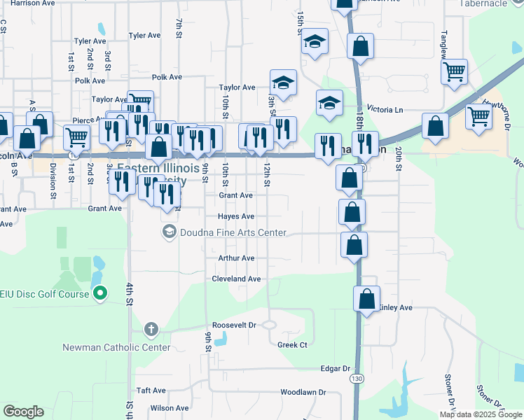 map of restaurants, bars, coffee shops, grocery stores, and more near 1721 12th Street in Charleston