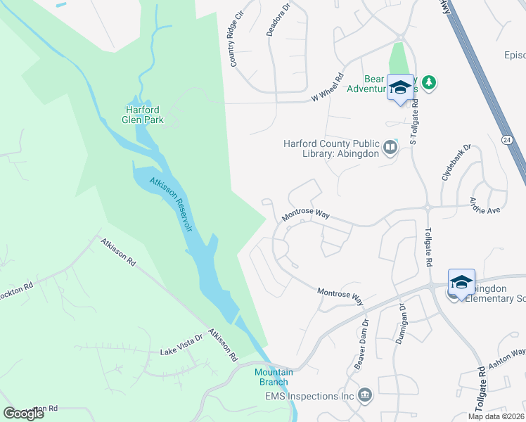 map of restaurants, bars, coffee shops, grocery stores, and more near 617 Berwick Court in Abingdon