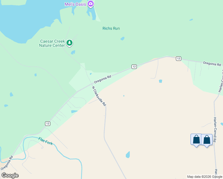 map of restaurants, bars, coffee shops, grocery stores, and more near 8815 Oregonia Road in Waynesville