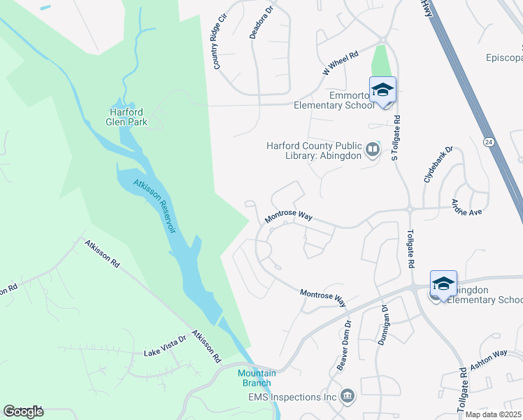 map of restaurants, bars, coffee shops, grocery stores, and more near 638 Berwick Court in Abingdon