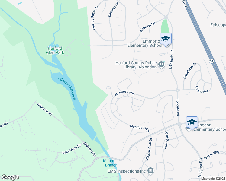 map of restaurants, bars, coffee shops, grocery stores, and more near 638 Berwick Court in Abingdon