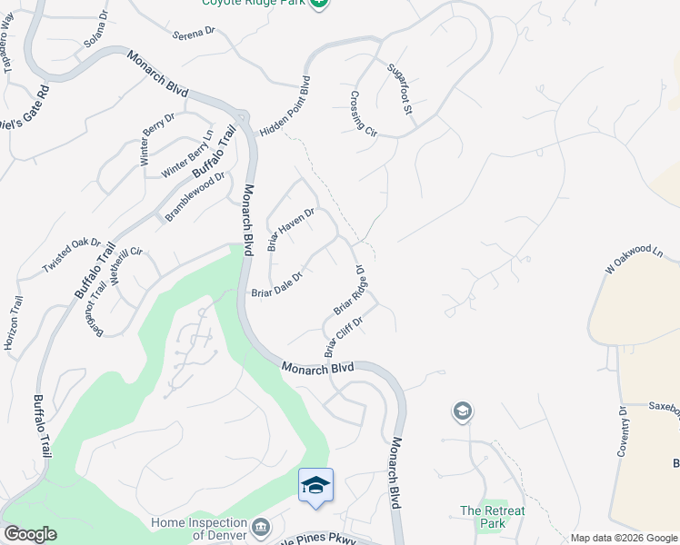 map of restaurants, bars, coffee shops, grocery stores, and more near 8273 Briar Dale Lane in Castle Rock