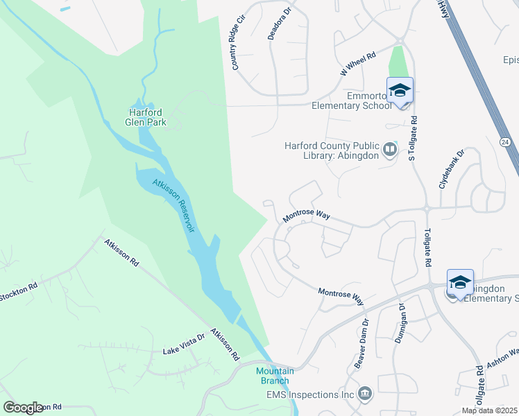map of restaurants, bars, coffee shops, grocery stores, and more near 613 Berwick Court in Abingdon