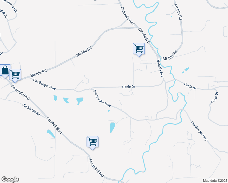 map of restaurants, bars, coffee shops, grocery stores, and more near 38 Circle Drive in Oroville