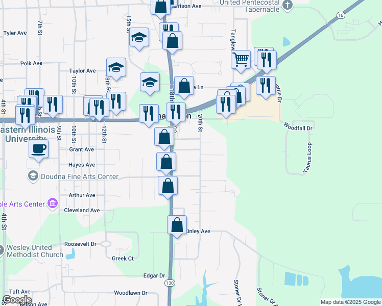 map of restaurants, bars, coffee shops, grocery stores, and more near 1601 20th Street in Charleston