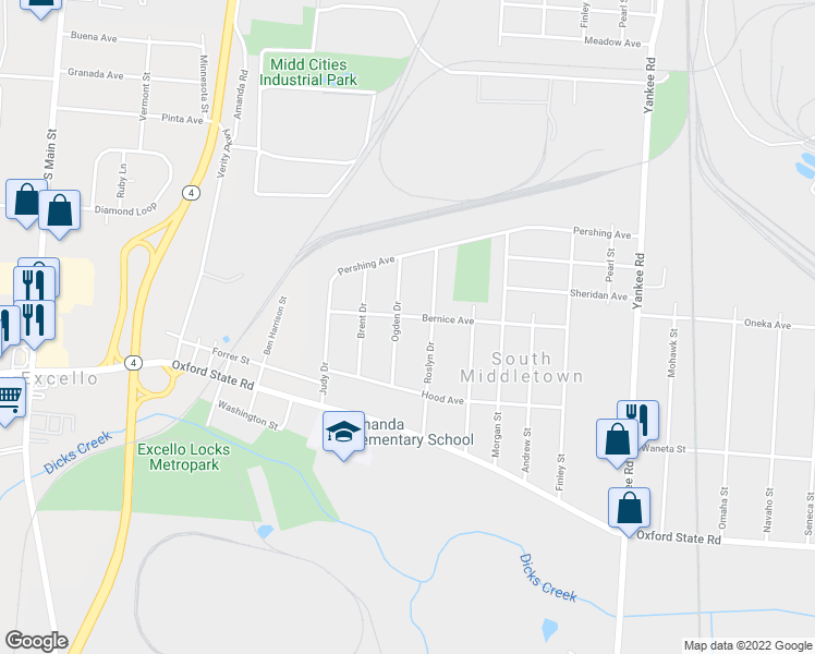 map of restaurants, bars, coffee shops, grocery stores, and more near 1402 Bernice Avenue in Middletown