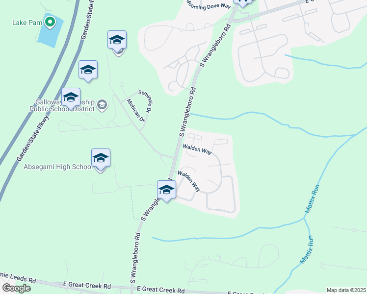 map of restaurants, bars, coffee shops, grocery stores, and more near 218 East Beanfield Place in Galloway