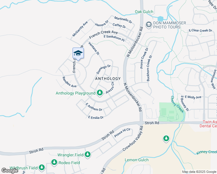 map of restaurants, bars, coffee shops, grocery stores, and more near in Parker