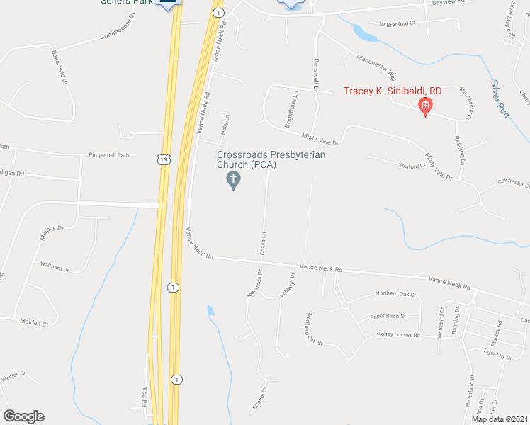 map of restaurants, bars, coffee shops, grocery stores, and more near Chase Lane in New Castle County