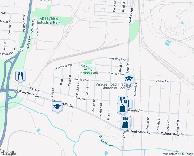 map of restaurants, bars, coffee shops, grocery stores, and more near 3006 Andrew Street in Middletown