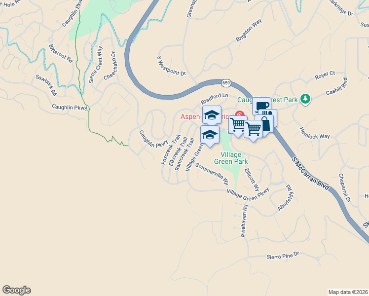 map of restaurants, bars, coffee shops, grocery stores, and more near 4822 Ramcreek Trail in Reno