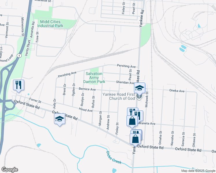 map of restaurants, bars, coffee shops, grocery stores, and more near 3006 Andrew Street in Middletown