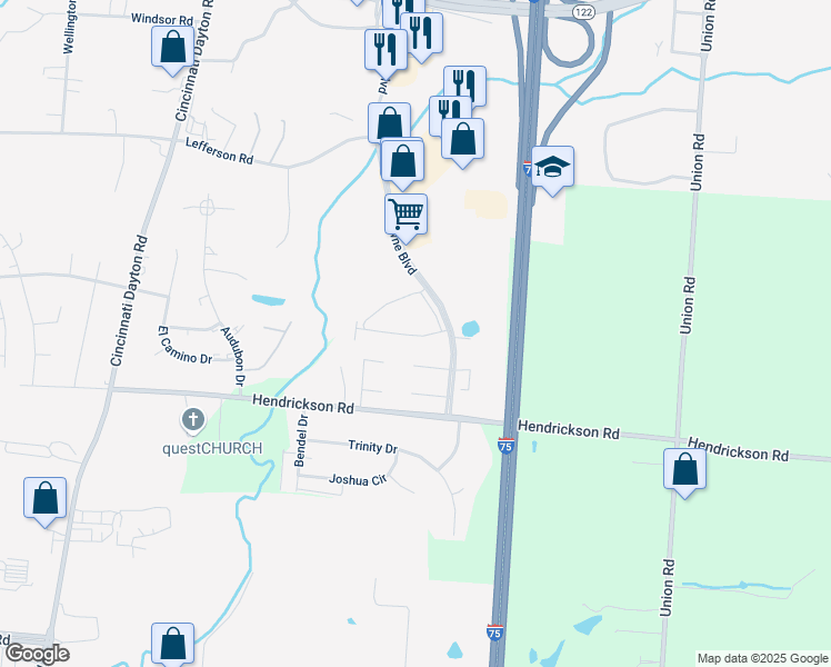 map of restaurants, bars, coffee shops, grocery stores, and more near 2759 Towne Boulevard in Middletown