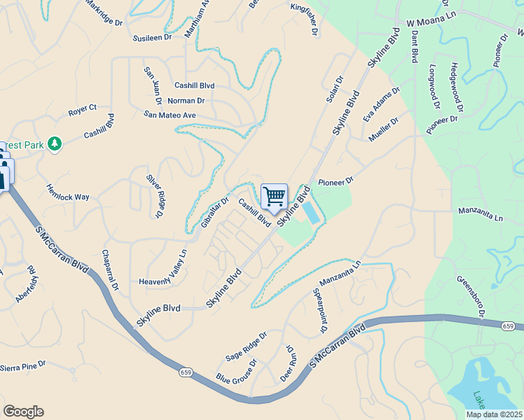 map of restaurants, bars, coffee shops, grocery stores, and more near 3091 Cashill Boulevard in Reno