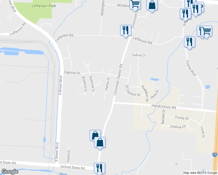 map of restaurants, bars, coffee shops, grocery stores, and more near 2637 Halifax Drive in Middletown