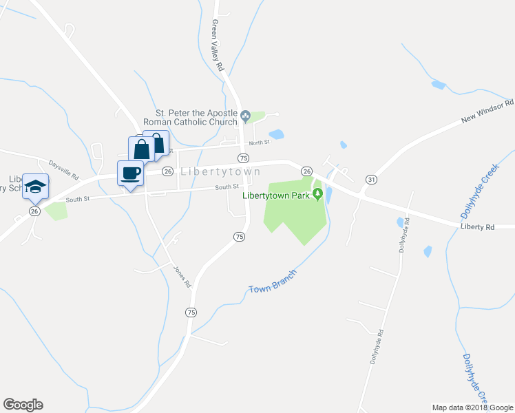map of restaurants, bars, coffee shops, grocery stores, and more near 9011 Walnut Street in Union Bridge