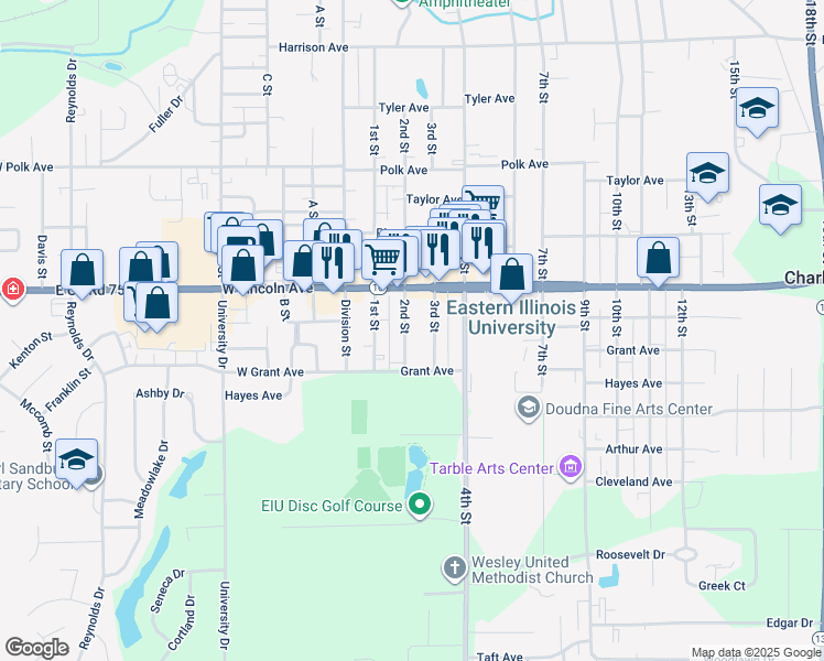 map of restaurants, bars, coffee shops, grocery stores, and more near 1519 2nd Street in Charleston