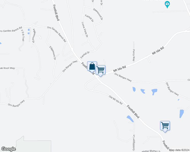 map of restaurants, bars, coffee shops, grocery stores, and more near 3306 Foothill Boulevard in Oroville