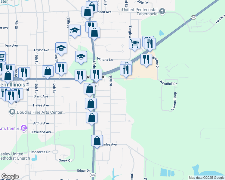 map of restaurants, bars, coffee shops, grocery stores, and more near 1601 20th Street in Charleston