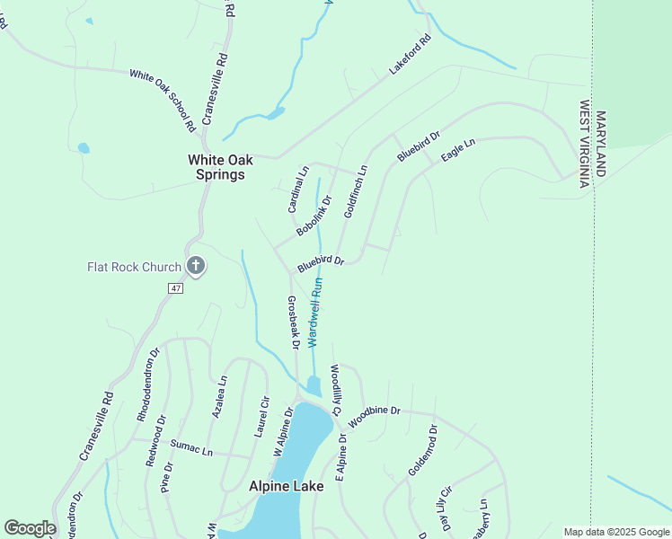 map of restaurants, bars, coffee shops, grocery stores, and more near 118 Bluebird Drive in Terra Alta