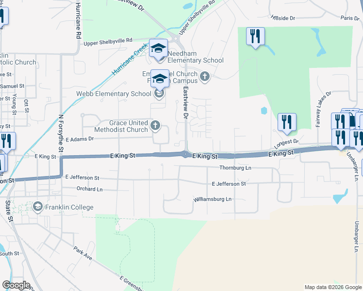 map of restaurants, bars, coffee shops, grocery stores, and more near 1568 Brookfield Circle in Franklin
