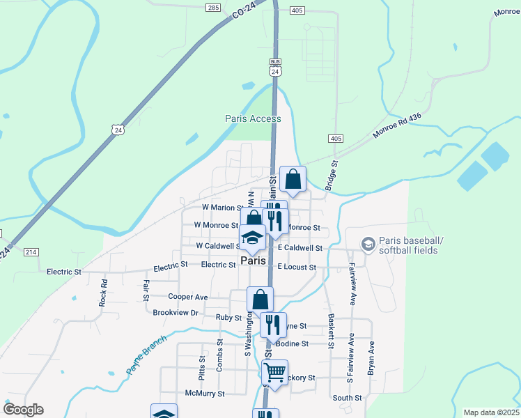 map of restaurants, bars, coffee shops, grocery stores, and more near 150 West Marion Street in Paris