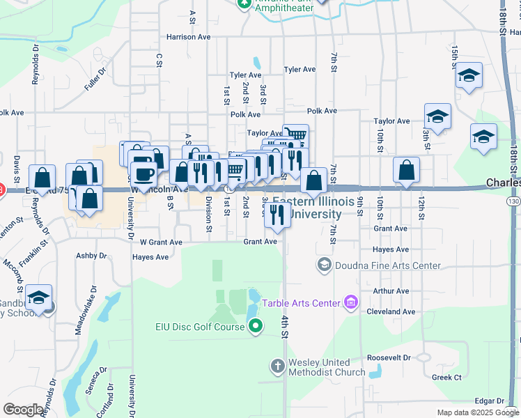 map of restaurants, bars, coffee shops, grocery stores, and more near 1519 2nd Street in Charleston