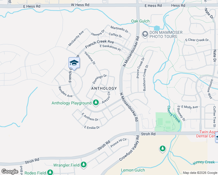 map of restaurants, bars, coffee shops, grocery stores, and more near 12828 Arezzo Circle in Parker
