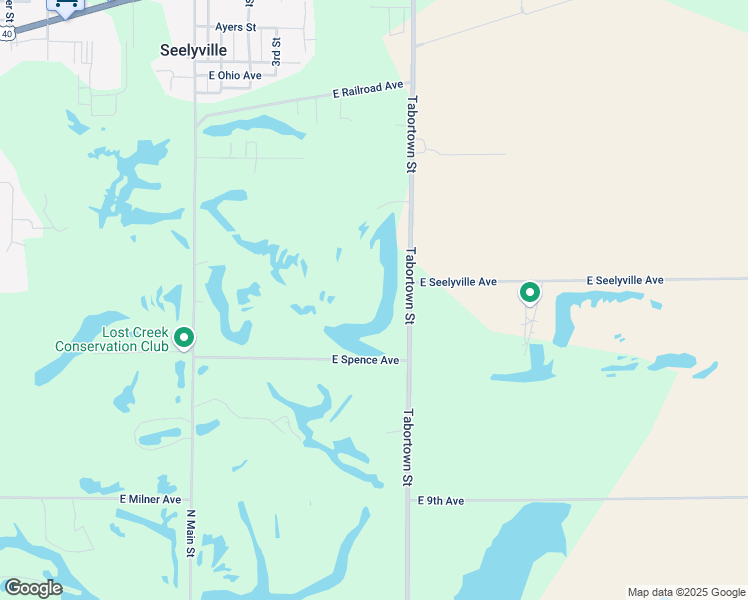 map of restaurants, bars, coffee shops, grocery stores, and more near 10266 East Spence Avenue in Terre Haute