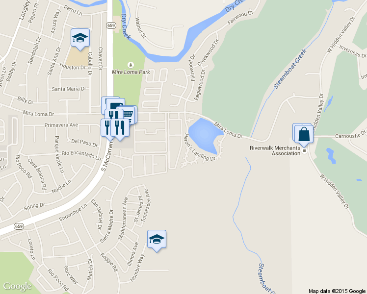 map of restaurants, bars, coffee shops, grocery stores, and more near 4600 Mira Loma Drive in Reno