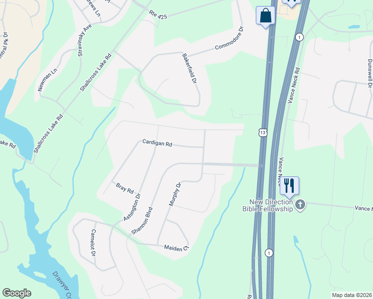 map of restaurants, bars, coffee shops, grocery stores, and more near 1102 Cardigan Road in Middletown