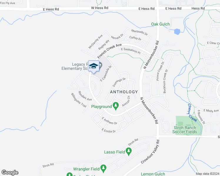map of restaurants, bars, coffee shops, grocery stores, and more near 17897 Domingo Drive in Parker